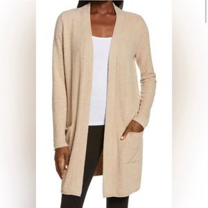 Barefoot Dreams Cozychic Lite Long Cardigan in Neutral Beige Khaki